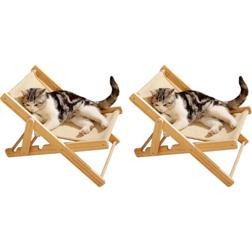 Qpets® Cat Bed Scratcher Sisal Hemp 2 in 1 Adjustable Chair Anti-Slip Durable Wooden 2 PCS Qpets® Cat Bed Scratcher Sisal Hemp 2 in 1 Adjustable Chair Anti-Slip Durable Wooden 2 PCS